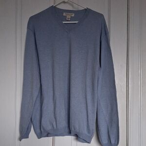 Pronto Uomo Sky Blue V-Neck Cotton Cashmere Blend Sweater Size l